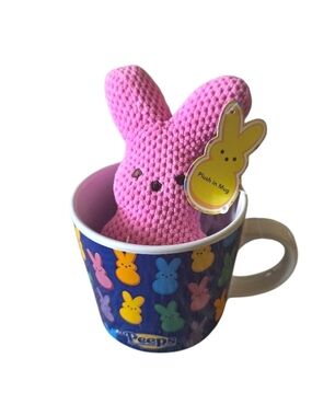Dan Dee Peeps Pink Plush Bunny in Colorful Peeps Mug Plush In A Mug 12 Oz New